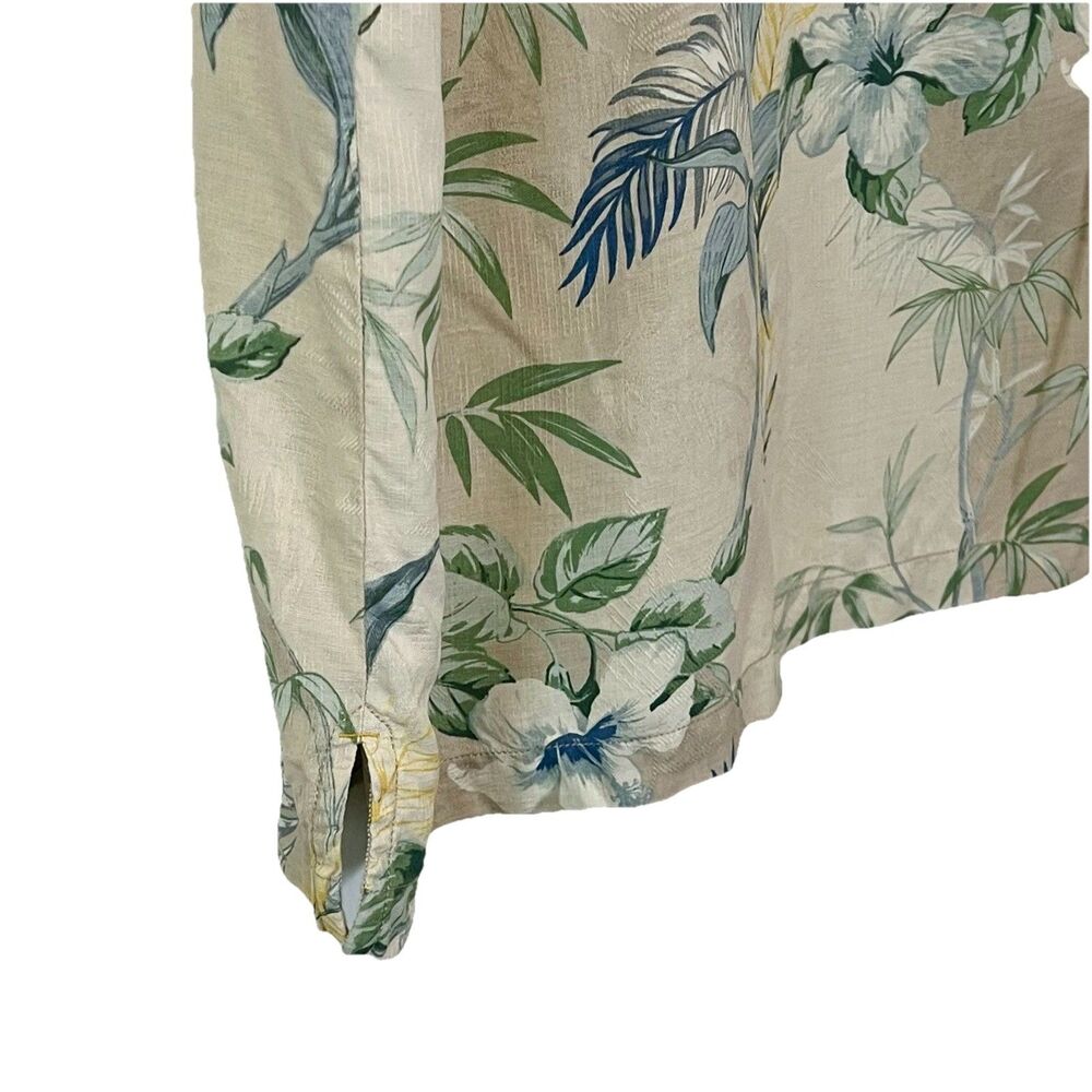 Tommy Bahama Hawaiian Shirt Sz Small 100% Silk Button Up Loop Collar Beige Blue - Picture 4 of 9